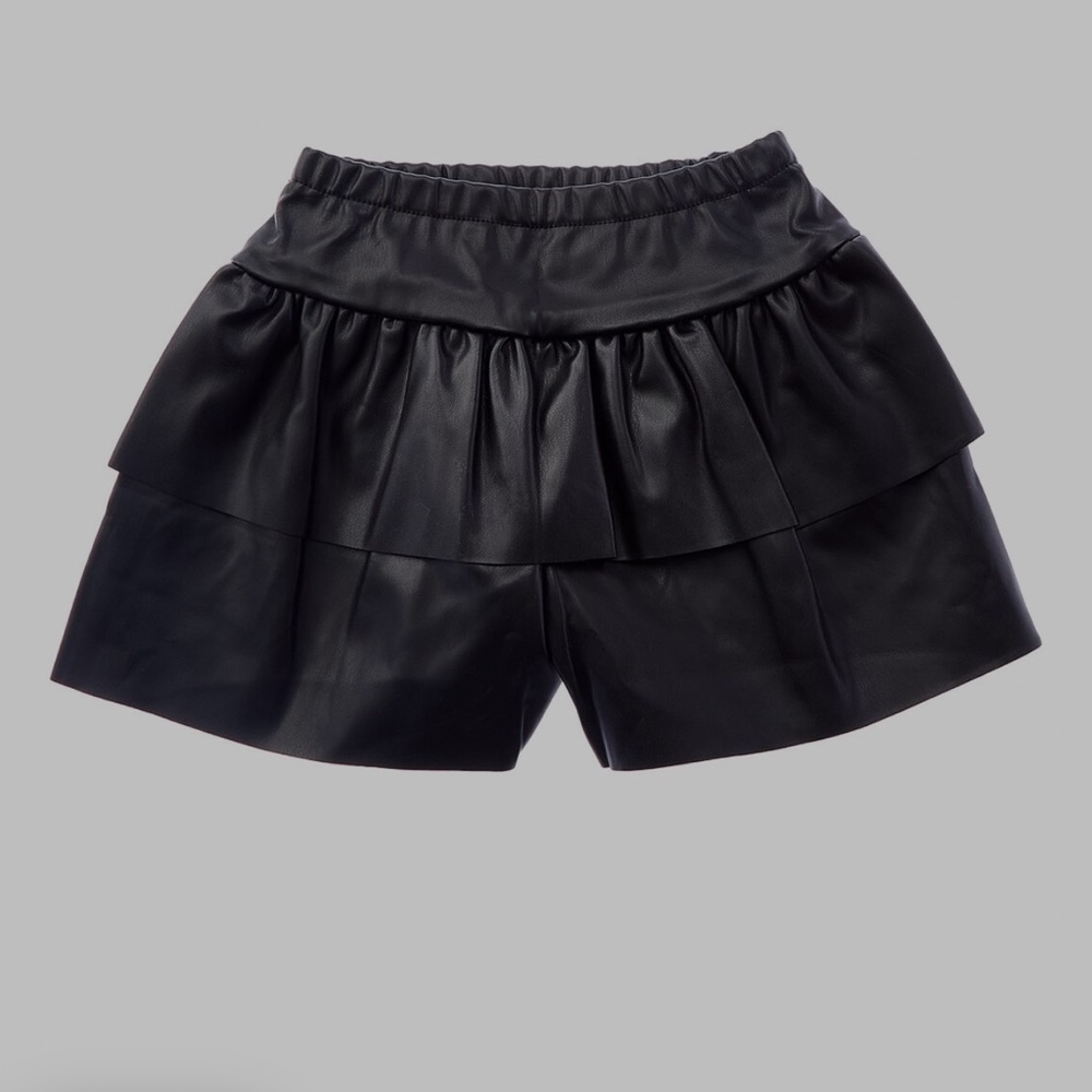 Mayoral Black Tiered Leather Skorts